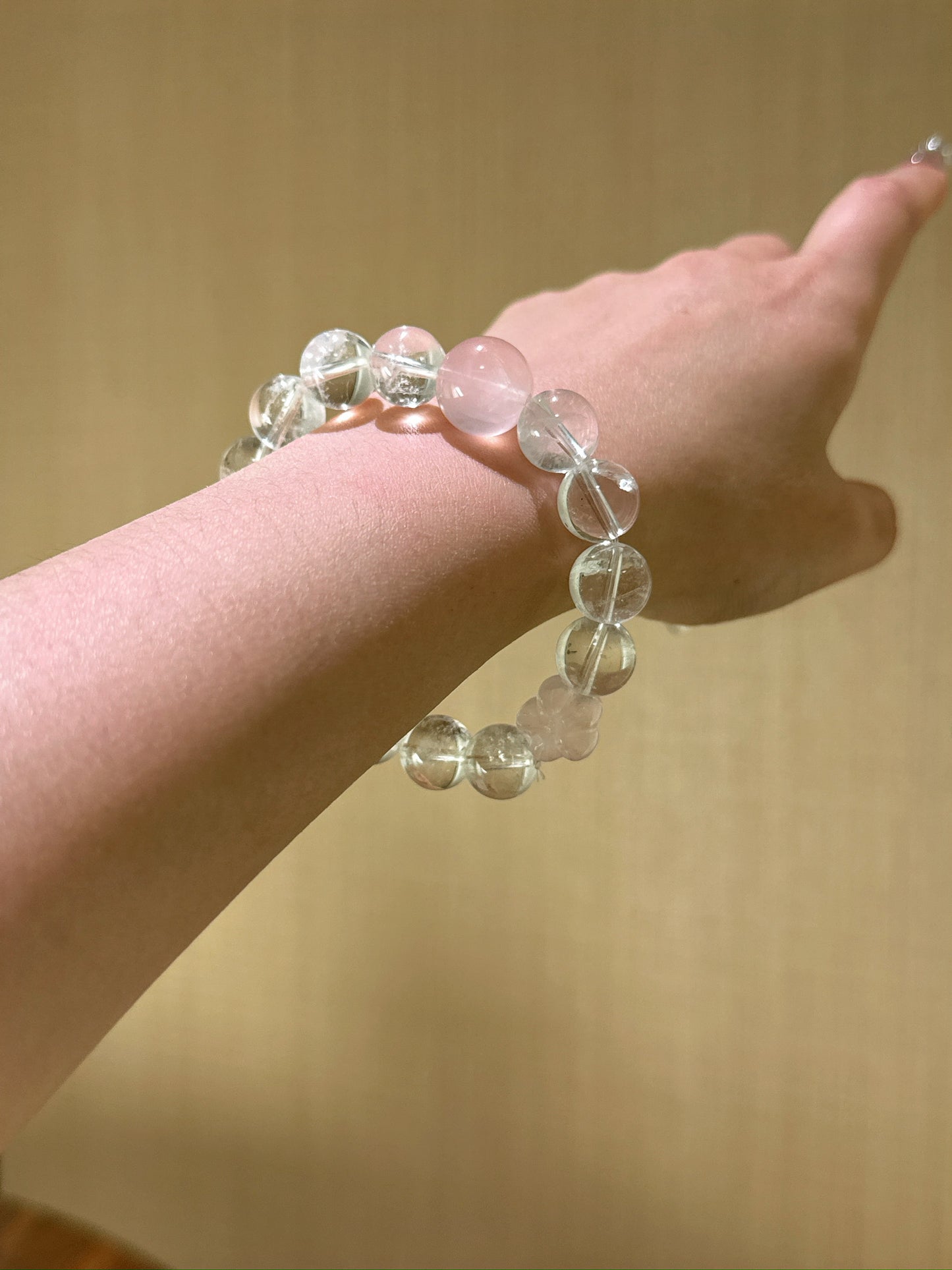 Pure Harmony Bracelet – Clear Quartz & Rose Quartz with Crystal Cubes