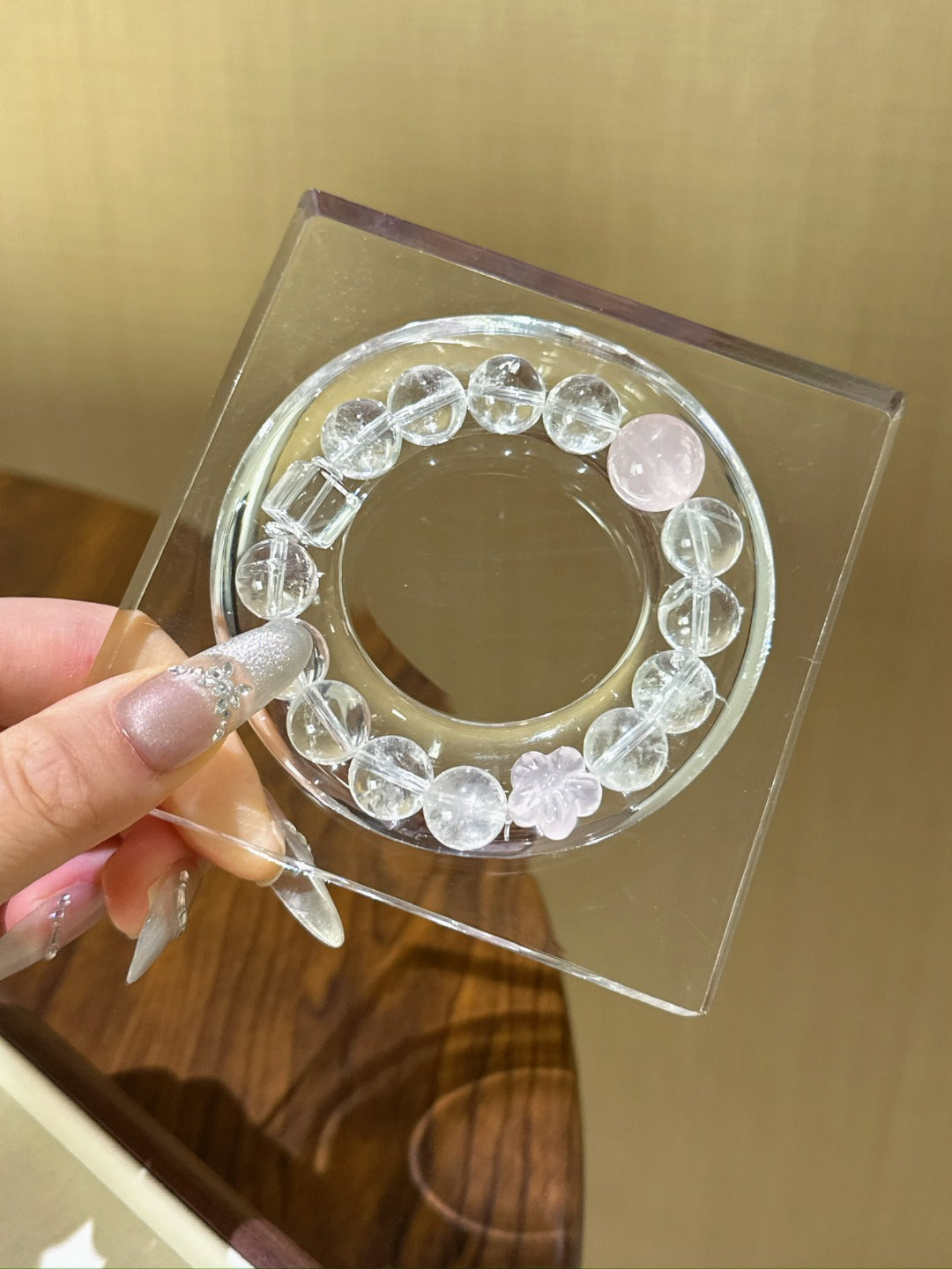 Pure Harmony Bracelet – Clear Quartz & Rose Quartz with Crystal Cubes