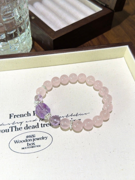 Love & Wisdom Bracelet – Rose Quartz & Amethyst