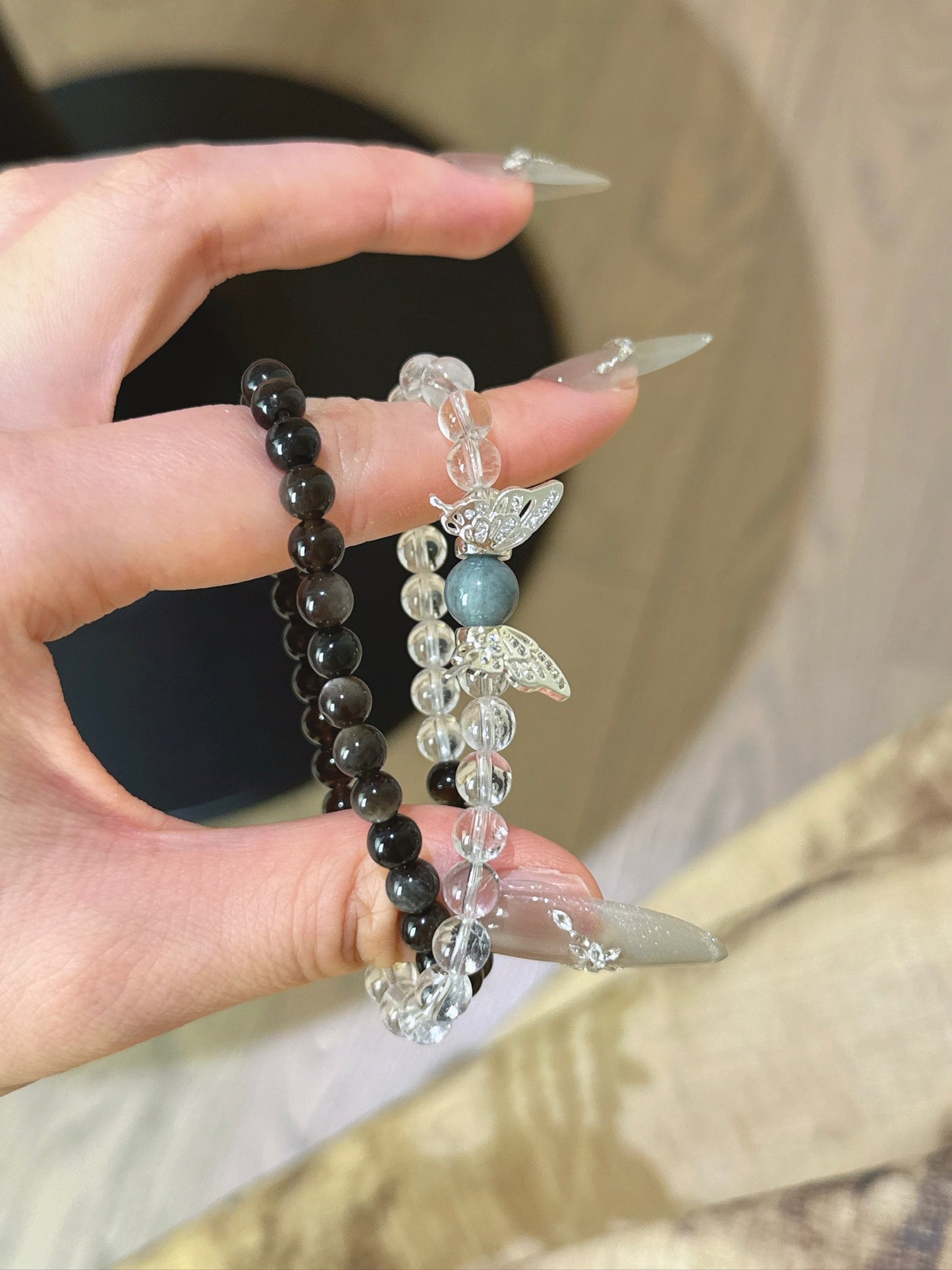Trinity Power Crystal Bracelet – Clear Quartz, Silver Sheen Obsidian & Tiger's Eye