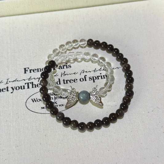 Trinity Power Crystal Bracelet – Clear Quartz, Silver Sheen Obsidian & Tiger's Eye