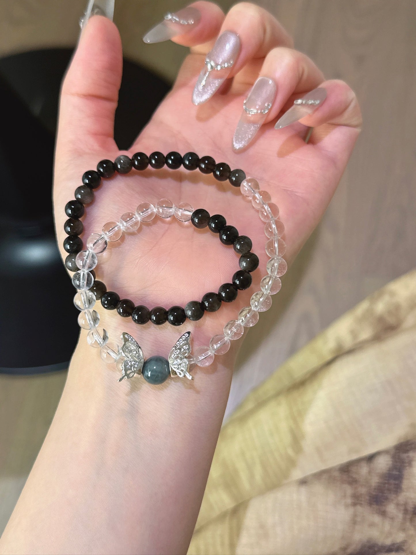 Trinity Power Crystal Bracelet – Clear Quartz, Silver Sheen Obsidian & Tiger's Eye