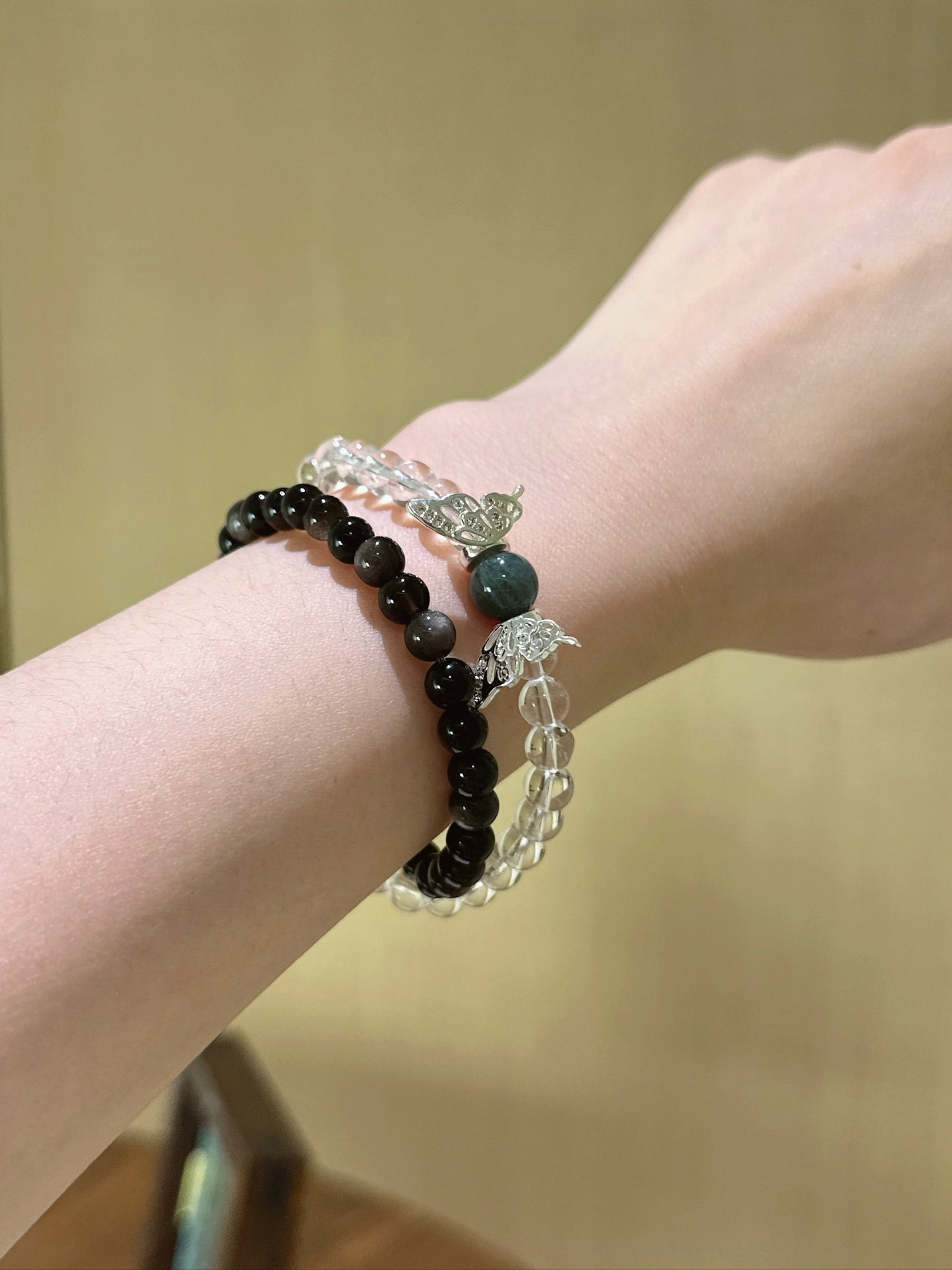 Trinity Power Crystal Bracelet – Clear Quartz, Silver Sheen Obsidian & Tiger's Eye